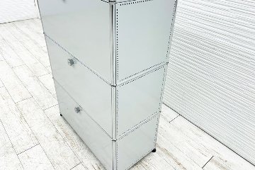 USM Haller USMハラー 中古 1列3段 ドロップダウン エクステンション 中古オフィス家具 ライトグレー 770/375/1100 両側パンチング 鍵無の画像