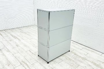USM Haller USMハラー 中古 1列3段 ドロップダウン エクステンション 中古オフィス家具 ライトグレー 770/375/1100 両側パンチング 鍵無の画像
