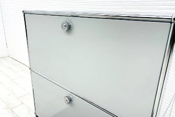 USM Haller USMハラー 中古 1列3段 ドロップダウン エクステンション 中古オフィス家具 ライトグレー 770/375/1100 両側パンチング 鍵無の画像