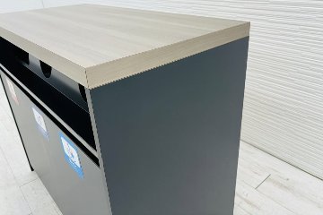 オカムラ アルトピアッツァ トラッシュユニット ダストボックス 中古 ゴミ箱 ごみ箱 中古オフィス家具 ブラック 1050/520/890の画像
