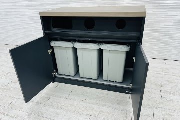 オカムラ アルトピアッツァ トラッシュユニット ダストボックス 中古 ゴミ箱 ごみ箱 中古オフィス家具 ブラック 1050/520/890の画像