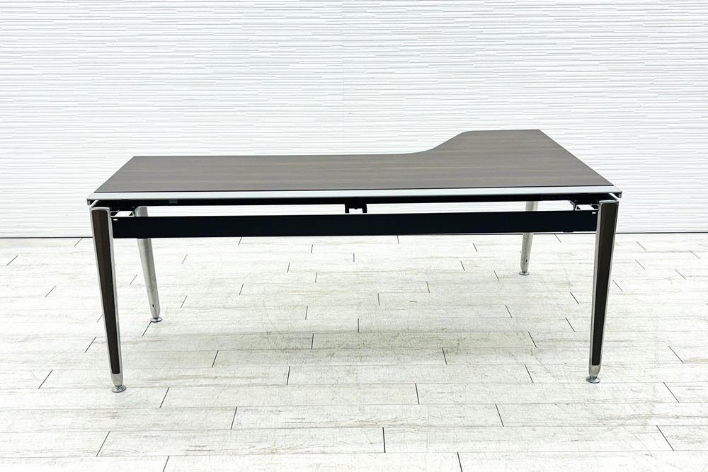 オカムラ プリシード L型デスク 中古 3段ワゴン付き エグゼクティブデスク 高級デスク 中古オフィス家具 1800/1185/720の画像