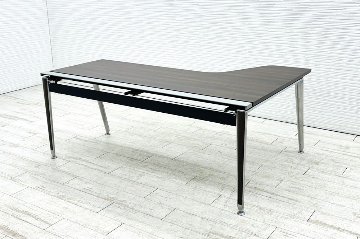 オカムラ プリシード L型デスク 中古 3段ワゴン付き エグゼクティブデスク 高級デスク 中古オフィス家具 1800/1185/720の画像