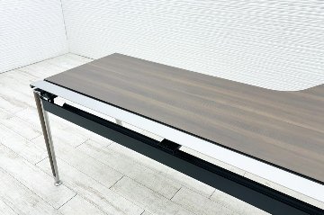 オカムラ プリシード L型デスク 中古 3段ワゴン付き エグゼクティブデスク 高級デスク 中古オフィス家具 1800/1185/720の画像