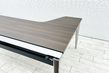 オカムラ プリシード L型デスク 中古 3段ワゴン付き エグゼクティブデスク 高級デスク 中古オフィス家具 1800/1185/720の画像