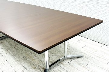 オカムラ ラティオ 中古 舟形 大型会議テーブル 幅4000 ミーティングテーブル 会議机 中古オフィス家具 4000/1400/720の画像
