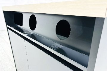 オカムラ アルトピアッツァ トラッシュユニット ダストボックス 中古 ゴミ箱 ごみ箱 中古オフィス家具 ブラック 1050/520/890の画像