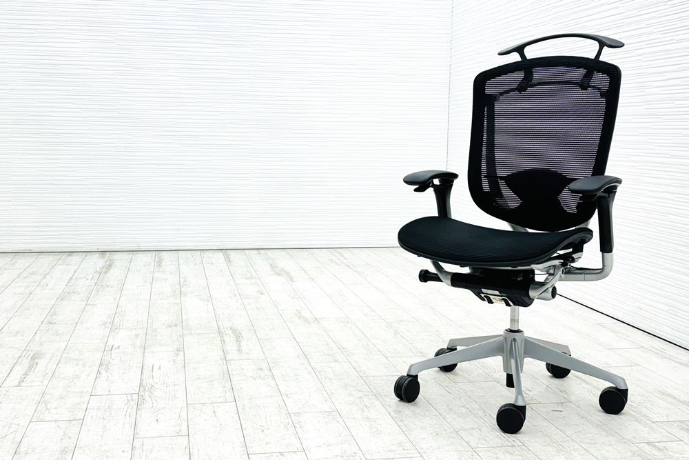 コンテッサチェア オカムラ 中古 OKAMURA Contessa メッシュ 可動肘 中古オフィス家具 高機能チェア ブラックの画像