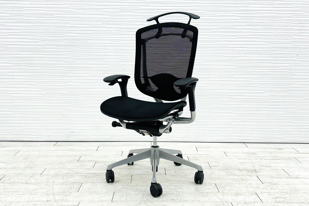 コンテッサチェア オカムラ 中古 OKAMURA Contessa メッシュ 可動肘 中古オフィス家具 高機能チェア ブラックの画像