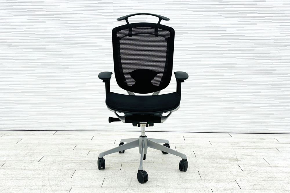コンテッサチェア オカムラ 中古 OKAMURA Contessa メッシュ 可動肘 中古オフィス家具 高機能チェア ブラックの画像