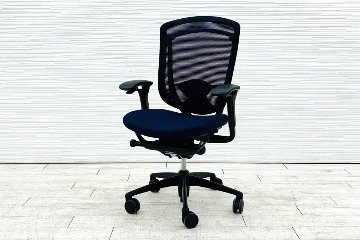 コンテッサチェア オカムラ 中古 2018年製 コンテッサ 座クッション 可動肘 中古オフィス家具 高機能チェア ダークブルーの画像
