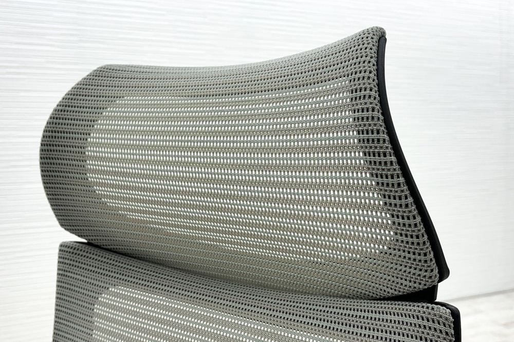 バロンチェア オカムラ エクストラハイバック OKAMURA Baron 固定肘 高機能チェア 中古オフィス家具 固定ヘッドレスト グレーの画像