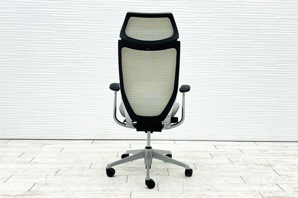 バロンチェア オカムラ エクストラハイバック OKAMURA Baron 固定肘 高機能チェア 中古オフィス家具 固定ヘッドレスト グレーの画像