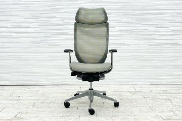バロンチェア オカムラ エクストラハイバック OKAMURA Baron 固定肘 高機能チェア 中古オフィス家具 固定ヘッドレスト グレーの画像