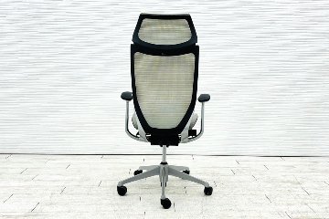 バロンチェア オカムラ エクストラハイバック OKAMURA Baron 固定肘 高機能チェア 中古オフィス家具 固定ヘッドレスト グレーの画像