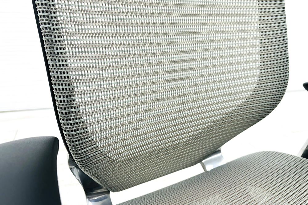 オカムラ バロンチェア エクストラハイバック OKAMURA Baron 固定肘 高機能チェア 中古オフィス家具 固定ヘッドレスト グレーの画像