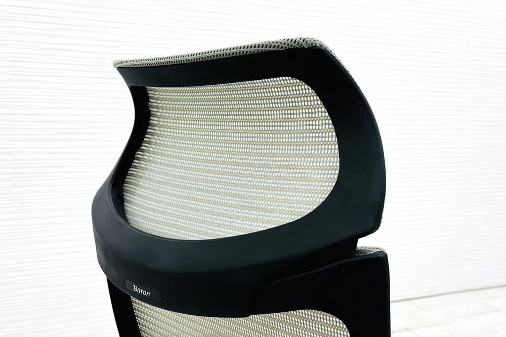 オカムラ バロンチェア エクストラハイバック OKAMURA Baron 固定肘 高機能チェア 中古オフィス家具 固定ヘッドレスト グレーの画像