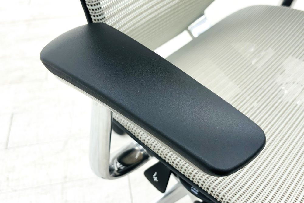 オカムラ バロンチェア エクストラハイバック OKAMURA Baron 固定肘 高機能チェア 中古オフィス家具 固定ヘッドレスト グレーの画像