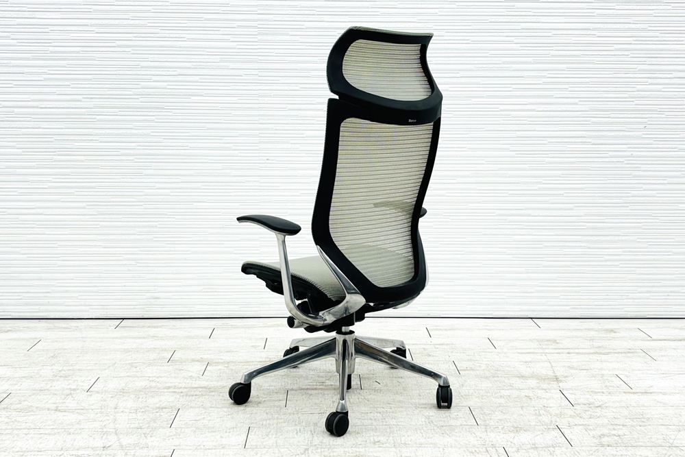 オカムラ バロンチェア エクストラハイバック OKAMURA Baron 固定肘 高機能チェア 中古オフィス家具 固定ヘッドレスト グレーの画像