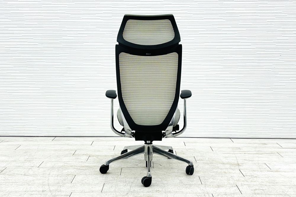 オカムラ バロンチェア エクストラハイバック OKAMURA Baron 固定肘 高機能チェア 中古オフィス家具 固定ヘッドレスト グレーの画像