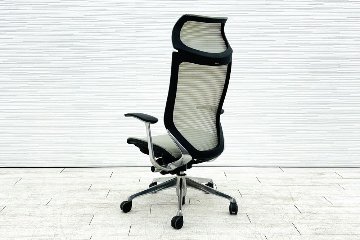 オカムラ バロンチェア エクストラハイバック OKAMURA Baron 固定肘 高機能チェア 中古オフィス家具 固定ヘッドレスト グレーの画像
