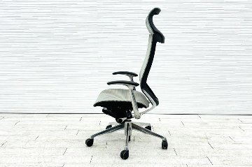 オカムラ バロンチェア エクストラハイバック OKAMURA Baron 固定肘 高機能チェア 中古オフィス家具 固定ヘッドレスト グレーの画像