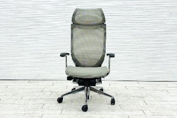 オカムラ バロンチェア エクストラハイバック OKAMURA Baron 固定肘 高機能チェア 中古オフィス家具 固定ヘッドレスト グレーの画像