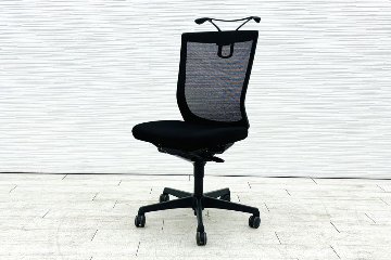 オカムラ エスクードチェア 中古 肘無 事務椅子 中古オフィス家具 OKAMURA ESCUDO ハイバック ブラックの画像