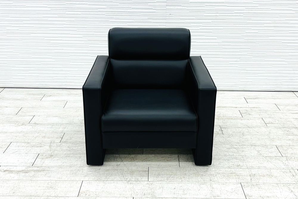 オリバー 応接家具 中古 応接ソファ 応接ソファー 中古オフィス家具 ブラック レザーの画像