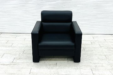 オリバー 応接家具 中古 応接ソファ 応接ソファー 中古オフィス家具 ブラック レザーの画像