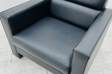 オリバー 応接家具 中古 応接ソファ 応接ソファー 中古オフィス家具 ブラック レザーの画像