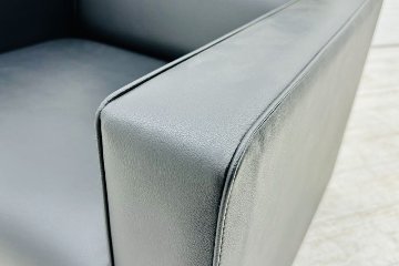 オリバー 応接家具 中古 応接ソファ 応接ソファー 中古オフィス家具 ブラック レザーの画像