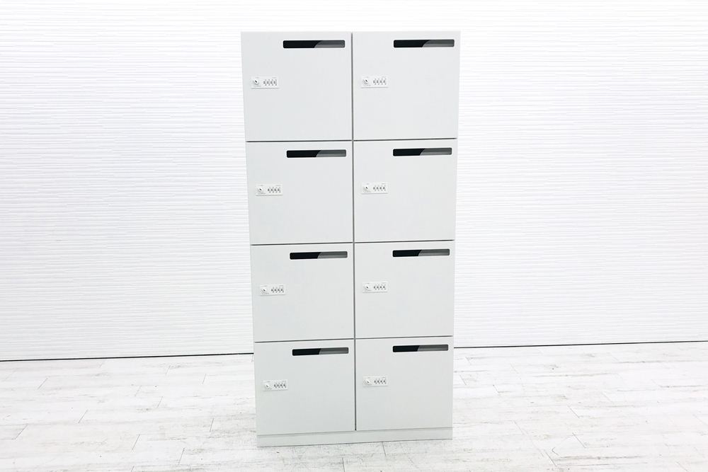 8人用ロッカー 8人用 スチール ロッカー 中古 コクヨ エディア メールボックス 中古オフィス家具 オートロックダイヤル錠 キャビネットの画像