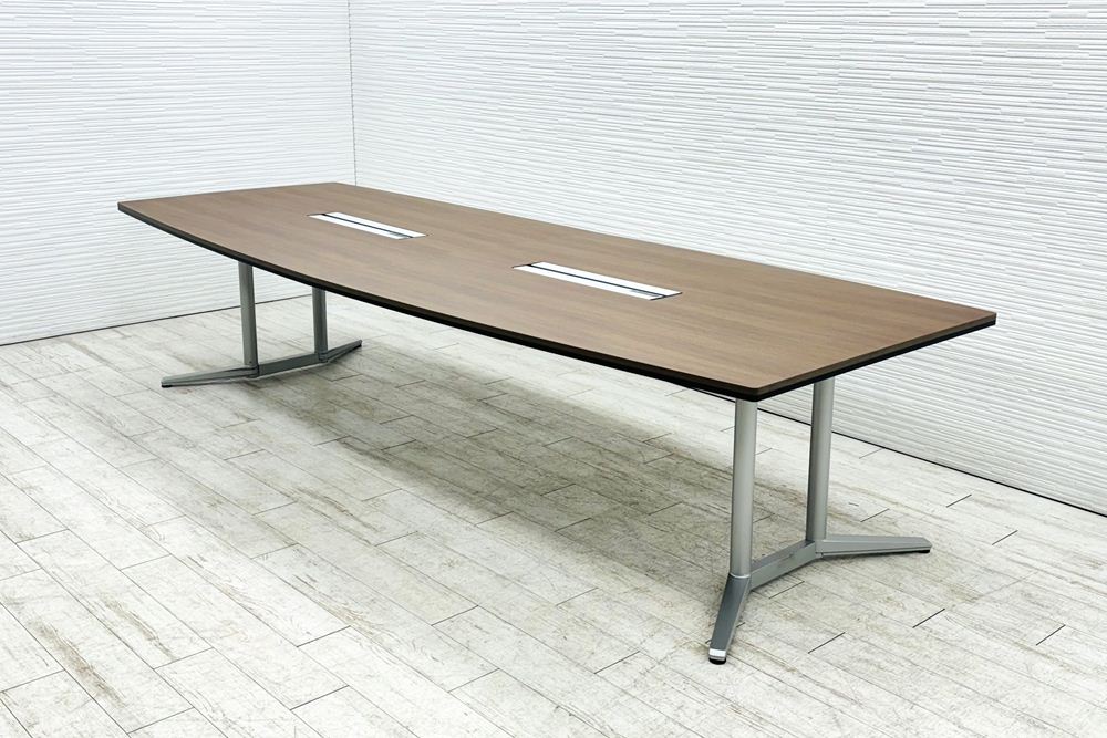 オカムラ ラティオ RATIO 中古 幅3200 大型会議テーブル ミーティングテーブル 舟形天板 中古オフィス家具 3200/1200/720の画像
