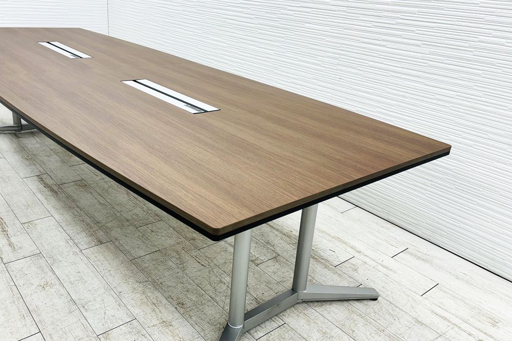 オカムラ ラティオ RATIO 中古 幅3200 大型会議テーブル ミーティングテーブル 舟形天板 中古オフィス家具 3200/1200/720の画像