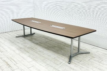 オカムラ ラティオ RATIO 中古 幅3200 大型会議テーブル ミーティングテーブル 舟形天板 中古オフィス家具 3200/1200/720の画像