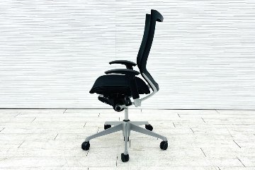 オカムラ バロンチェア 中古 2019年製 OKAMURA Baron ブラック ハイバック 可動肘 中古オフィス家具 メッシュの画像