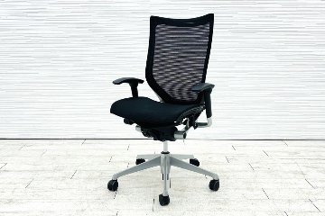 オカムラ バロンチェア 中古 2019年製 OKAMURA Baron ブラック ハイバック 可動肘 中古オフィス家具 メッシュの画像
