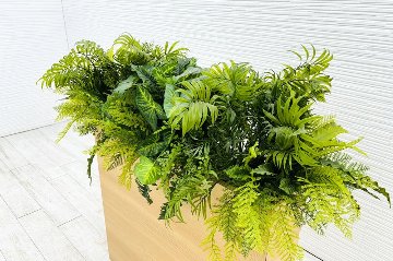 プラントボックス 造花付き 中古 フェイクグリーン 間地切り 中古オフィス家具 フラワースタンド 900/210/800の画像