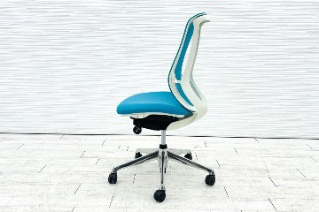 オカムラ シルフィーチェア 中古 2016年製 ハイバック 肘無 Sylphy メッシュ 中古オフィス家具 ブルーグリーンの画像