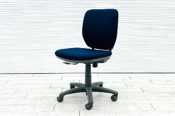 オカムラ ビラージュ 中古 肘無 ローバック 事務椅子 中古オフィス家具 ネイビーの画像