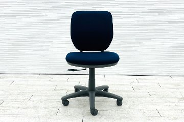 オカムラ ビラージュ 中古 肘無 ローバック 事務椅子 中古オフィス家具 ネイビーの画像