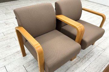 オカムラ L111 簡易応接家具 中古 応接セット 応接ソファ ミーティングスペース 中古オフィス家具 ベージュの画像