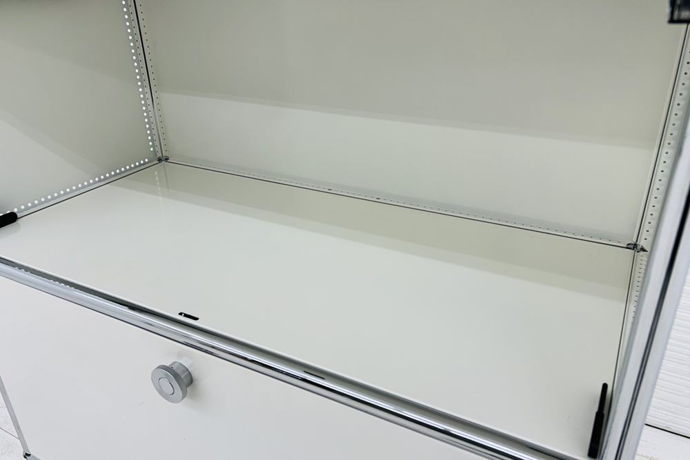 USMハラー 中古 1列3段 USM Haller ドロップダウン エクステンション 中古オフィス家具 ホワイト 770/375/1100 両側パンチング 鍵無の画像