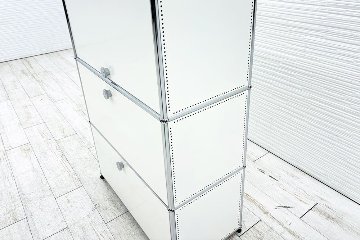 USMハラー 中古 1列3段 USM Haller ドロップダウン エクステンション 中古オフィス家具 ホワイト 770/375/1100 両側パンチング 鍵無の画像