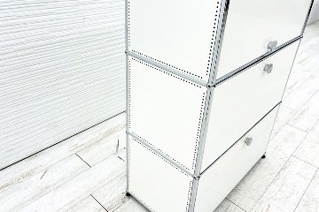 USMハラー 中古 1列3段 USM Haller ドロップダウン エクステンション 中古オフィス家具 ホワイト 770/375/1100 両側パンチング 鍵無の画像