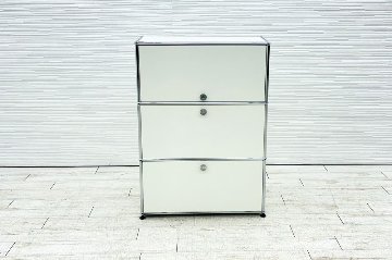 USMハラー 中古 1列3段 USM Haller ドロップダウン エクステンション 中古オフィス家具 ホワイト 770/375/1100 両側パンチング 鍵無の画像