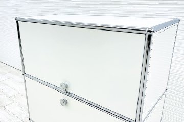 USMハラー 中古 1列3段 USM Haller ドロップダウン エクステンション 中古オフィス家具 ホワイト 770/375/1100 両側パンチング 鍵無の画像