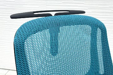 オカムラ シルフィーチェア 2020年製 ローバック 固定肘 中古 Sylphy メッシュ 中古オフィス家具 ブルーグリーン C642XR-FMR6の画像
