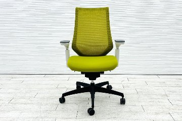コクヨ デュオラチェア 中古 2018年製 KOKUYO Duora クッション 可動肘 中古オフィス家具 グリーンの画像